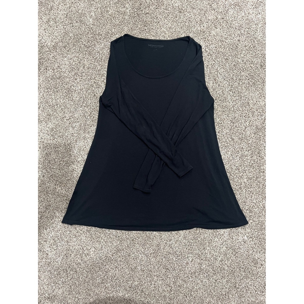 Soft Surroundings Black Long Sleeve‎ A-Line Tunic Top Scoop Neck Size Small